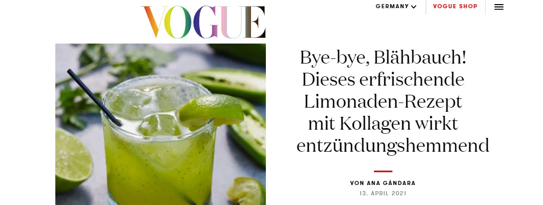 Vogue abril 2021 – Llimonada de col·lagen UNIQUE