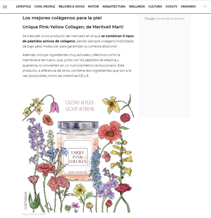 unique pink yellow collagen en okdiario