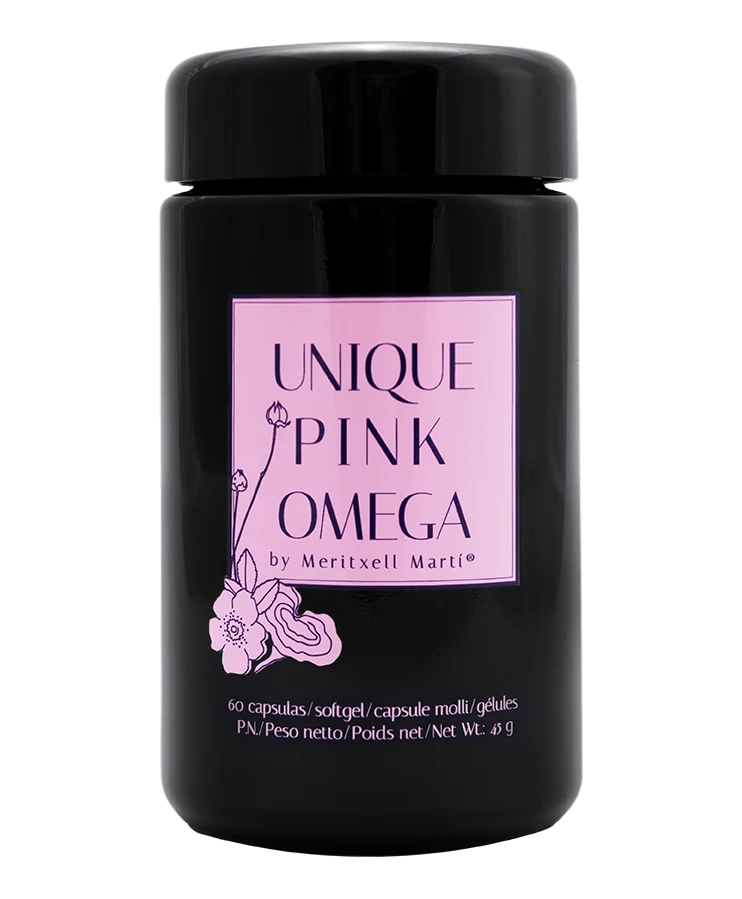 Suplement vegetal Unique Pink Omega per hidratar la pell i reforçar el sistema immunitari
